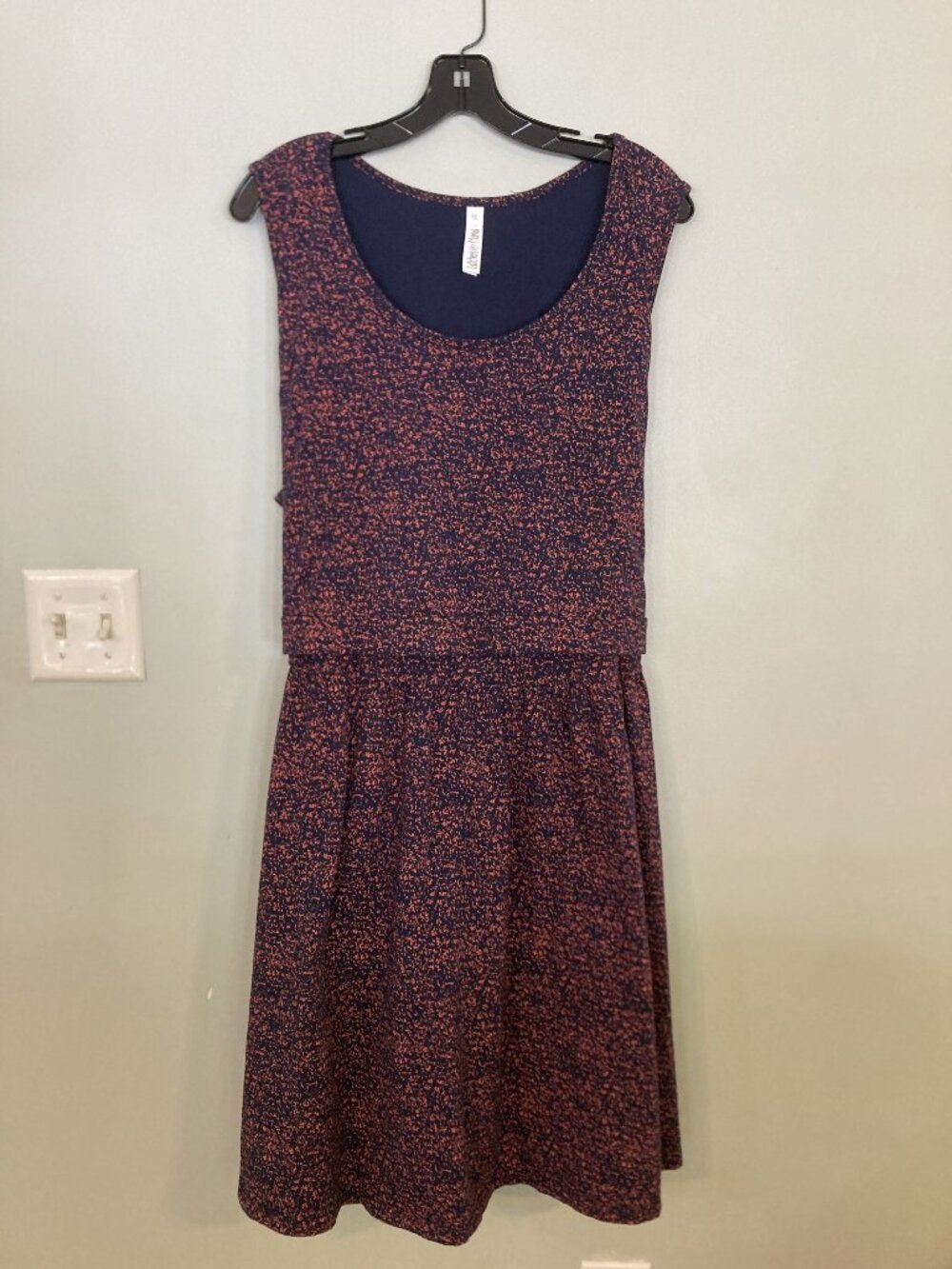 Latched Mama Navy & Coral Print Sleeveless Dress With Tie Back 3X